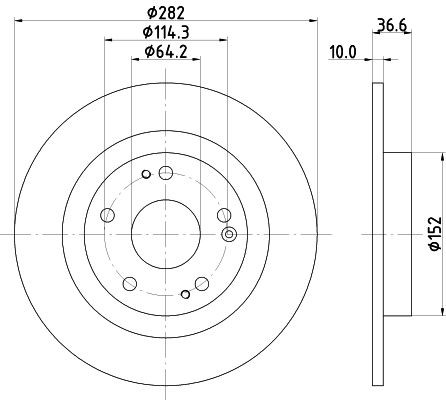 MINTEX MDC2857C: Disc de frână Ř: 282mm, plin, Ř: 282mm, acoperit (cu un strat protector), fara butuc roata, fara rulment roata, fara suruburi de fixare roata