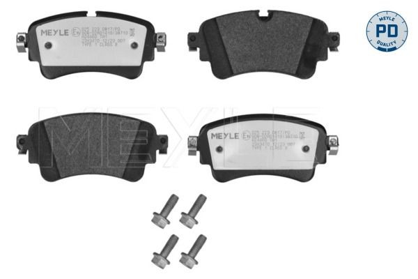 MEYLE 025 223 0817/PD: Piduriklotsid MEYLE-PD: Advanced performance and design. Tagasild, koos kokkusurumisvastase plekiga, koos pidurisadula kruvidega