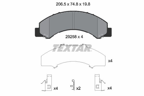 TEXTAR 2925801: Stabdžių kaladėlės su priedais