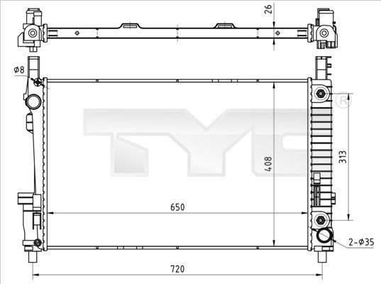TYC 721-0020: Radiator, racire motor