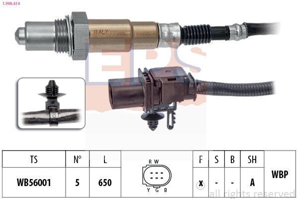 EPS 1.998.414: Lambda andur Made in Italy - OE Equivalent koos kinnitusmaterjaliga