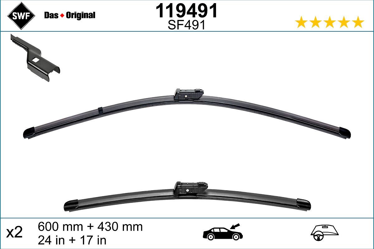 SWF 119491: Pyyhkijänsulka DAS ORIGINAL SET Edessä, 600mm