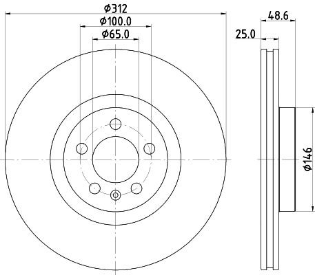MINTEX MDC2865C: Piduriketas Ø: 312mm, sisemine õhutus, Ø: 312mm, kaetud, ilma rattakeskmeta, ilma rattalaagrita, ilma rattakinnituspoltideta