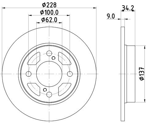 MINTEX MDC2868C: Piduriketas Ø: 228mm, täis, Ø: 228mm, kaetud, ilma rattakeskmeta, ilma rattalaagrita, ilma rattakinnituspoltideta