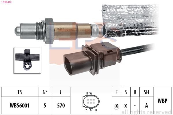 EPS 1.998.412: Lambda andur Made in Italy - OE Equivalent koos kinnitusmaterjaliga