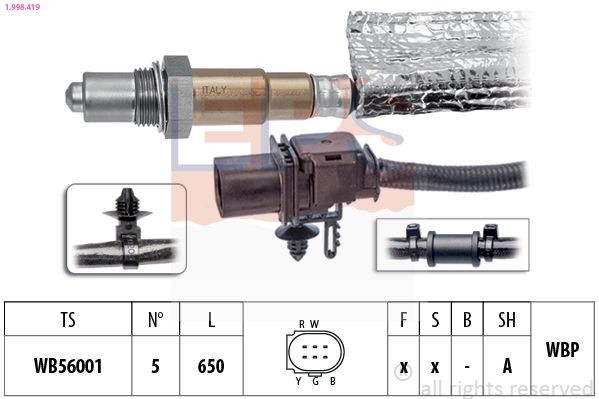 EPS 1.998.419: Lambda andur Made in Italy - OE Equivalent koos kinnitusmaterjaliga