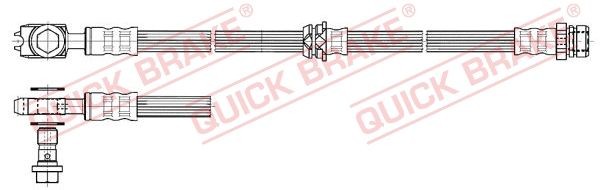 QUICK BRAKE 50.832X: Furtun frana 606mm, cu surub gaurit, cu șaibe suport