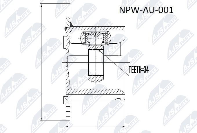 NTY NPW-AU-001: Ledsats, drivaxel framaxel, framaxel vänster, framaxel höger, på växellådssidan