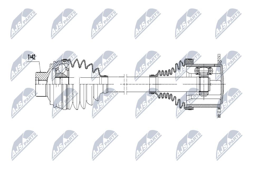 NTY NPW-AU-009: Arbre de transmission Essieu avant, Essieu avant gauche, Essieu avant droit, 463mm