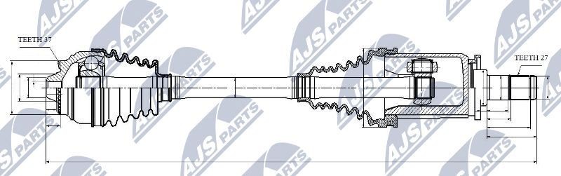 NTY NPW-BM-029: Drivaxel framaxel vänster, framaxel, Vänster, 560mm