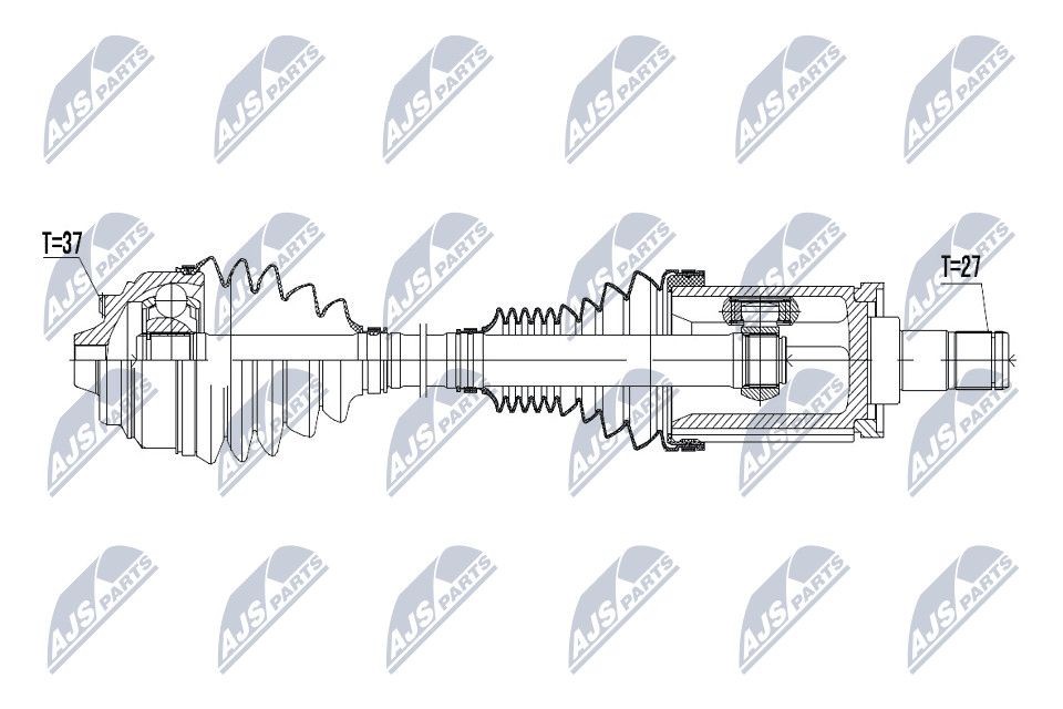 NTY NPW-BM-045: Drivaxel framaxel vänster, framaxel, 567mm