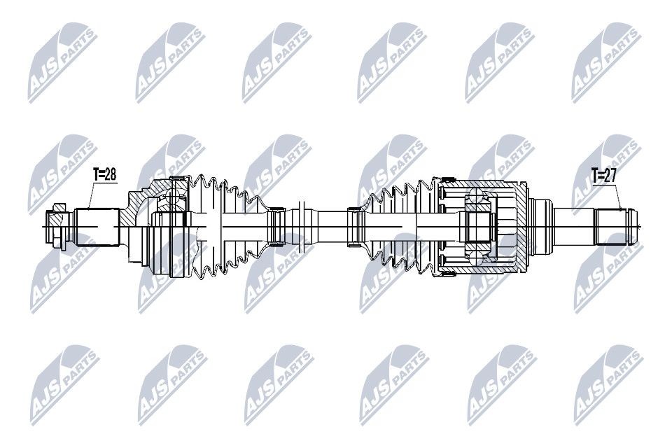 NTY NPW-BM-053: Полуоска на задната ос отляво, 748mm