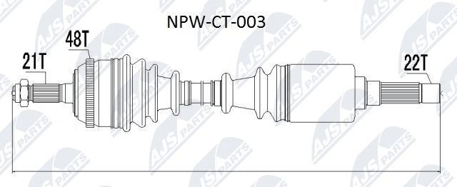 NTY NPW-CT-003: Arbre de transmission Essieu avant droit, Essieu avant, 798mm