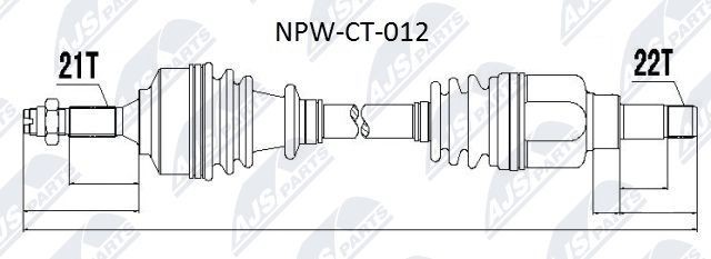 NTY NPW-CT-012: Veovõll esisild vasakul, 635mm