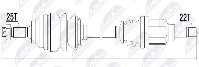 NTY NPW-CT-018: Drivaxel framaxel vänster, framaxel, 595mm