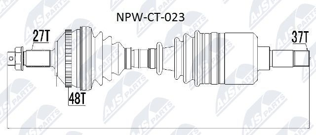 NTY NPW-CT-023: Veovõll esisild vasakul, 654mm