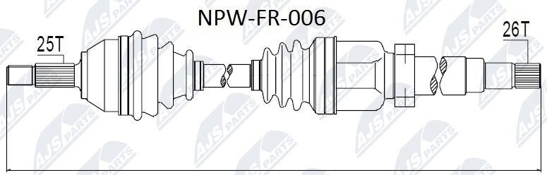 NTY NPW-FR-006: Veovõll esisild paremal, 945mm