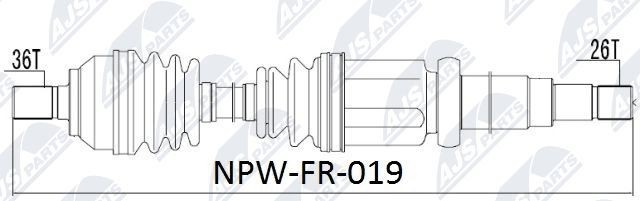 NTY NPW-FR-019: Veovõll esisild paremal, 920mm