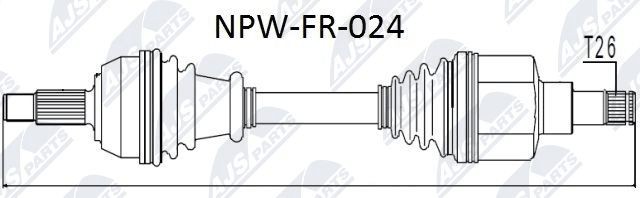 NTY NPW-FR-024: Veovõll esisild vasakul, Esisild, 646mm