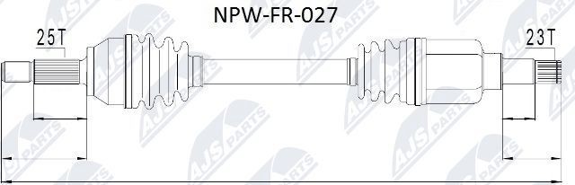 NTY NPW-FR-027: Veovõll esisild vasakul, 645mm