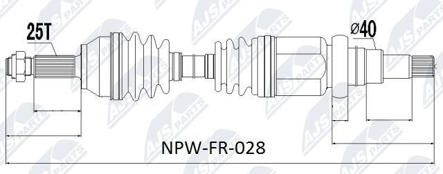 NTY NPW-FR-028: Veovõll esisild paremal, 943mm