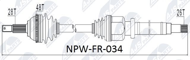 NTY NPW-FR-034: Arbre de transmission Essieu avant droit