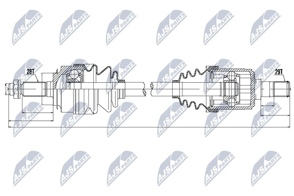 NTY NPW-HD-041: Veovõll esisild vasakul, 638mm