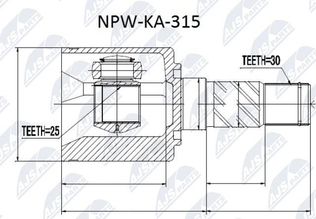 NTY NPW-KA-315: Jungčių komplektas, kardaninis velenas transmisijos galas
