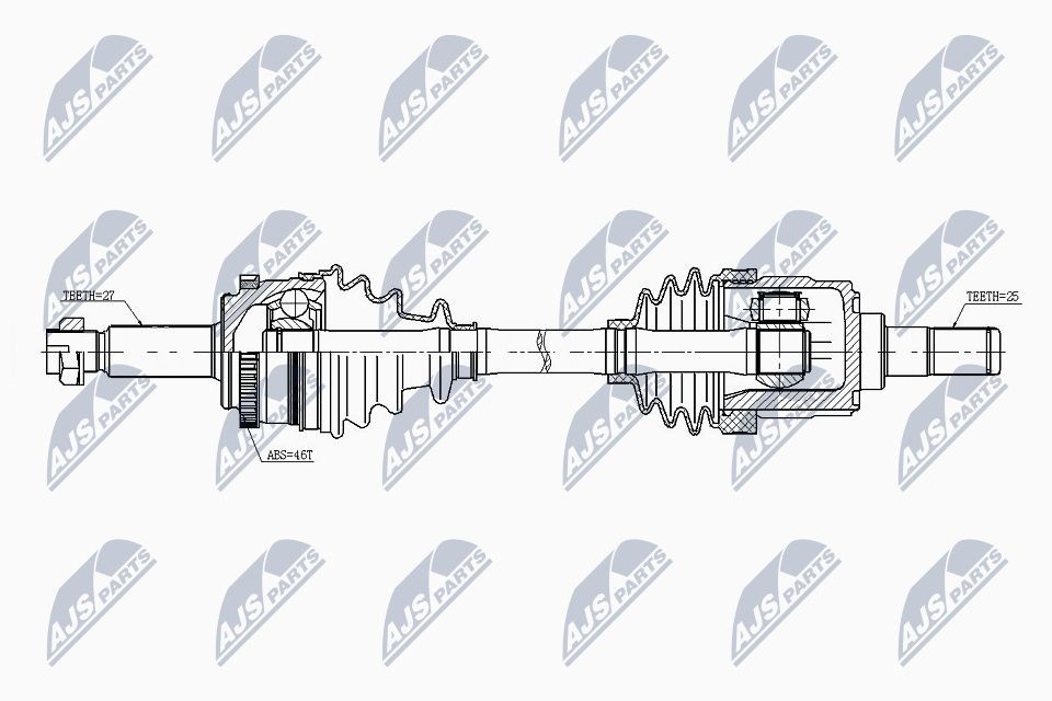 NTY NPW-KA-343: Drivaksel framaksel venstre, 695mm