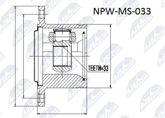 NTY NPW-MS-033: Liigendlaager, veovõll esisild paremal, esisild vasakul, kastipoolselt