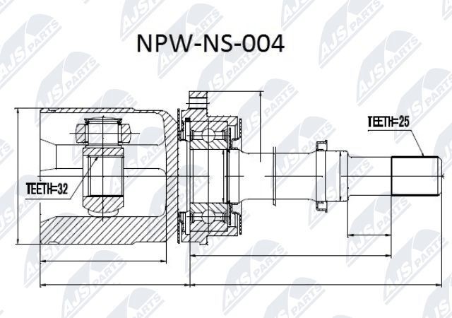 NTY NPW-NS-004: Jungčių komplektas, kardaninis velenas transmisijos galas