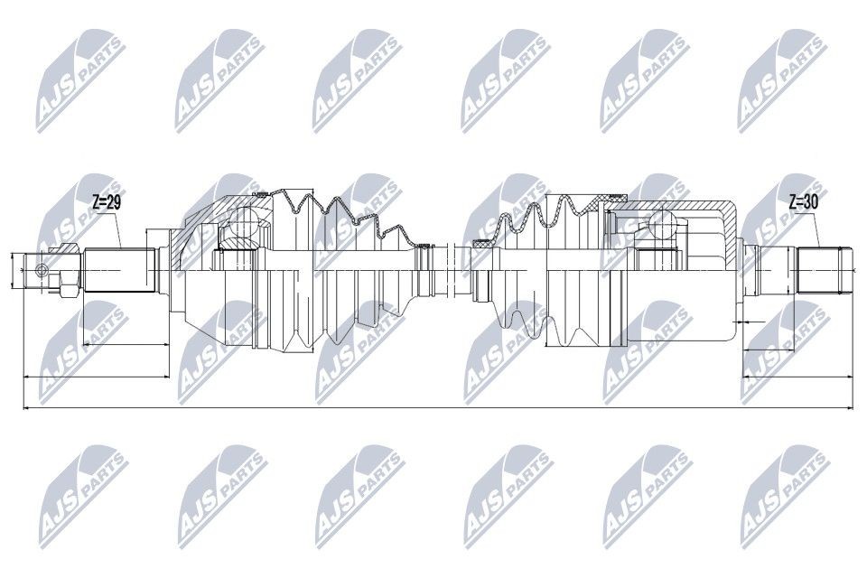 NTY NPW-NS-048: Semiasse Assale anteriore Sx, 645mm
