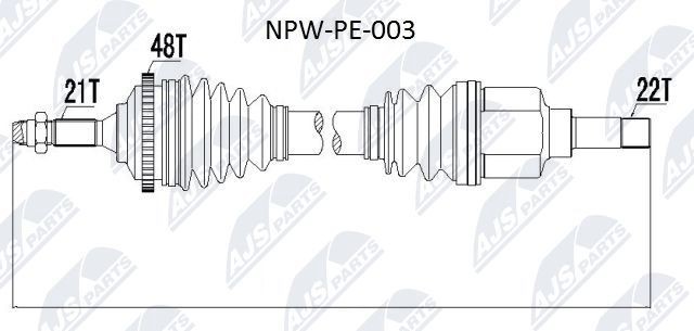 NTY NPW-PE-003: Veovõll esisild vasakul, 620mm