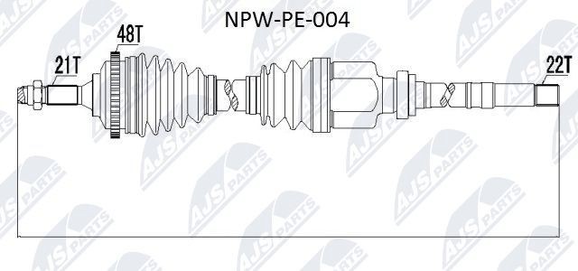 NTY NPW-PE-004: Veovõll esisild paremal, 883mm