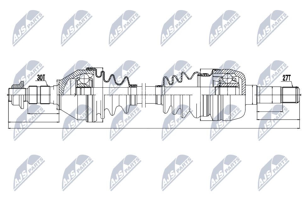 NTY NPW-PL-043: Árbol de transmisión Eje delantero, derecha, Eje delantero, Eje delantero, izquierda, 601mm