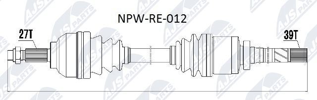 NTY NPW-RE-012: Planetara Axa fata dreapta, 970mm