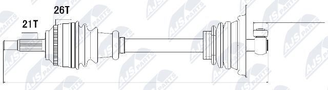 NTY NPW-RE-013: Semiasse Assale anteriore Sx, 625mm