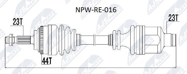 NTY NPW-RE-016: Pusašis priekinė ašis, dešinė, 715mm