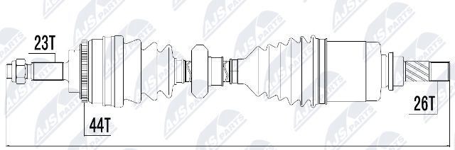 NTY NPW-RE-017: Drivaxel framaxel vänster, 606mm