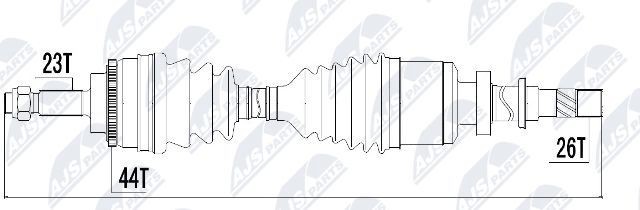 NTY NPW-RE-018: Arbre de transmission Essieu avant droit