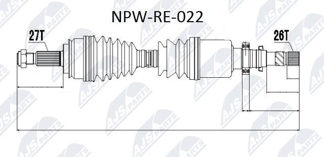NTY NPW-RE-022: Veovõll esisild paremal, 922mm