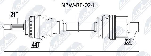 NTY NPW-RE-024: Pusašis priekinė ašis, dešinė, 745mm