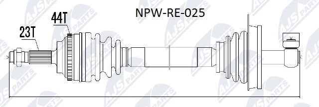 NTY NPW-RE-025: Veovõll esisild vasakul, 651mm