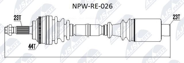 NTY NPW-RE-026: Pusašis priekinė ašis, dešinė, 746mm