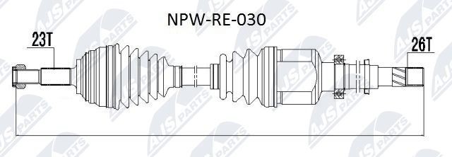 NTY NPW-RE-030: Άξονας μετάδοσης κίνησης Mπροστινός άξονας δεξιά, 911mm