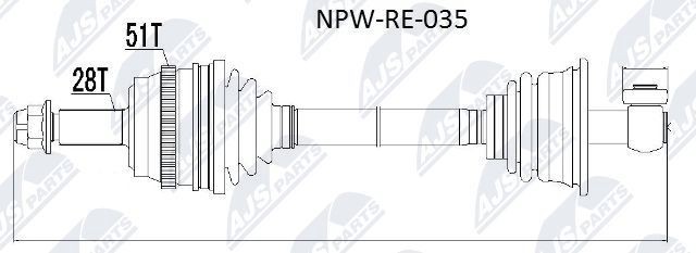 NTY NPW-RE-035: Άξονας μετάδοσης κίνησης Μπροστινός άξονας αριστερά