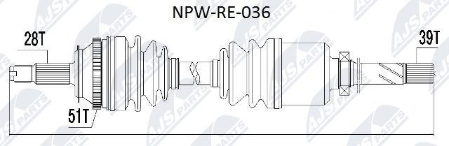 NTY NPW-RE-036: Planetara Axa fata dreapta, 1130mm