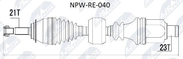 NTY NPW-RE-040: Veovõll esisild paremal, Esisild, esisild vasakul, 765mm