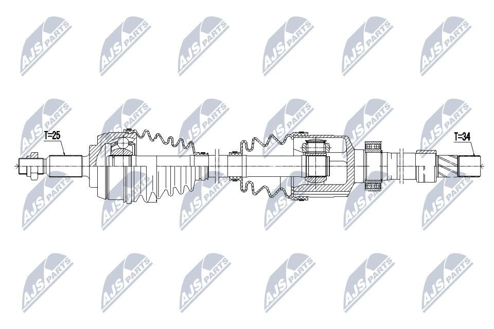 NTY NPW-RE-058: Drivaxel framaxel höger, 975mm