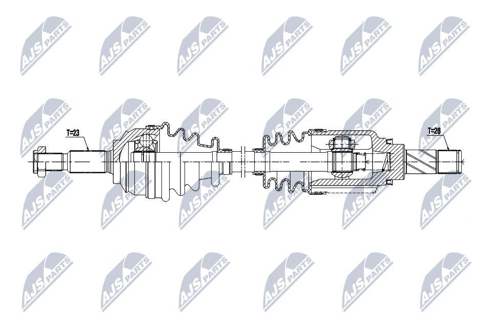 NTY NPW-RE-063: Pusašis priekinė ašis, kairė, 676mm